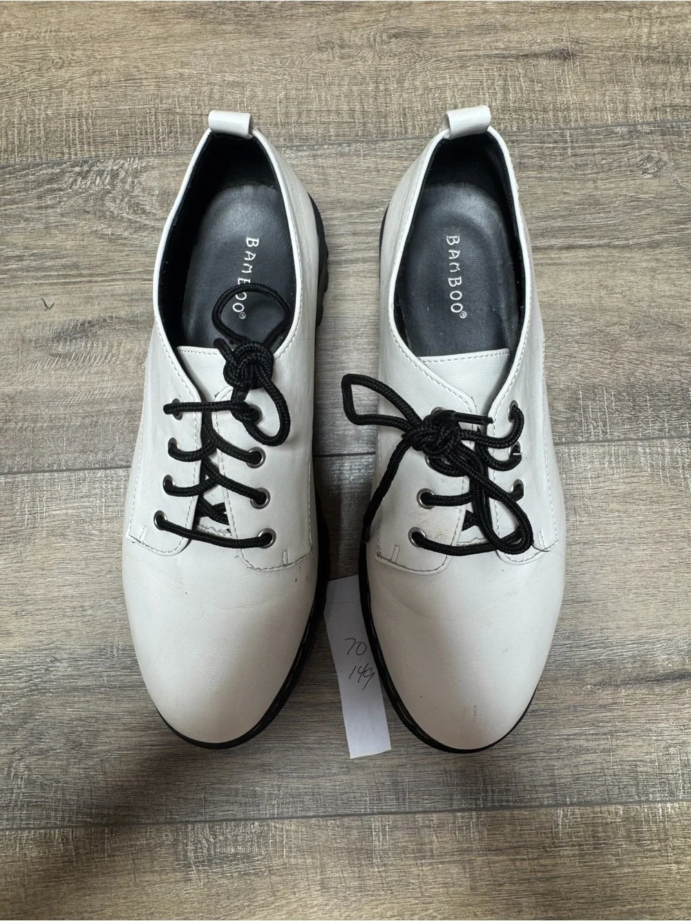 BAMBOO White Platform Lace-Up Chunky Sole Oxfords